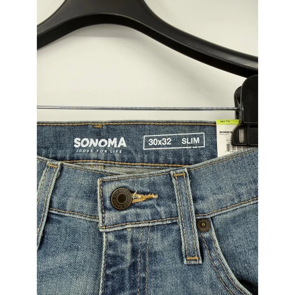 Sonoma Goods For Life Mens Slim Fit Stretch Jeans Medium Wash 30x32 Denim